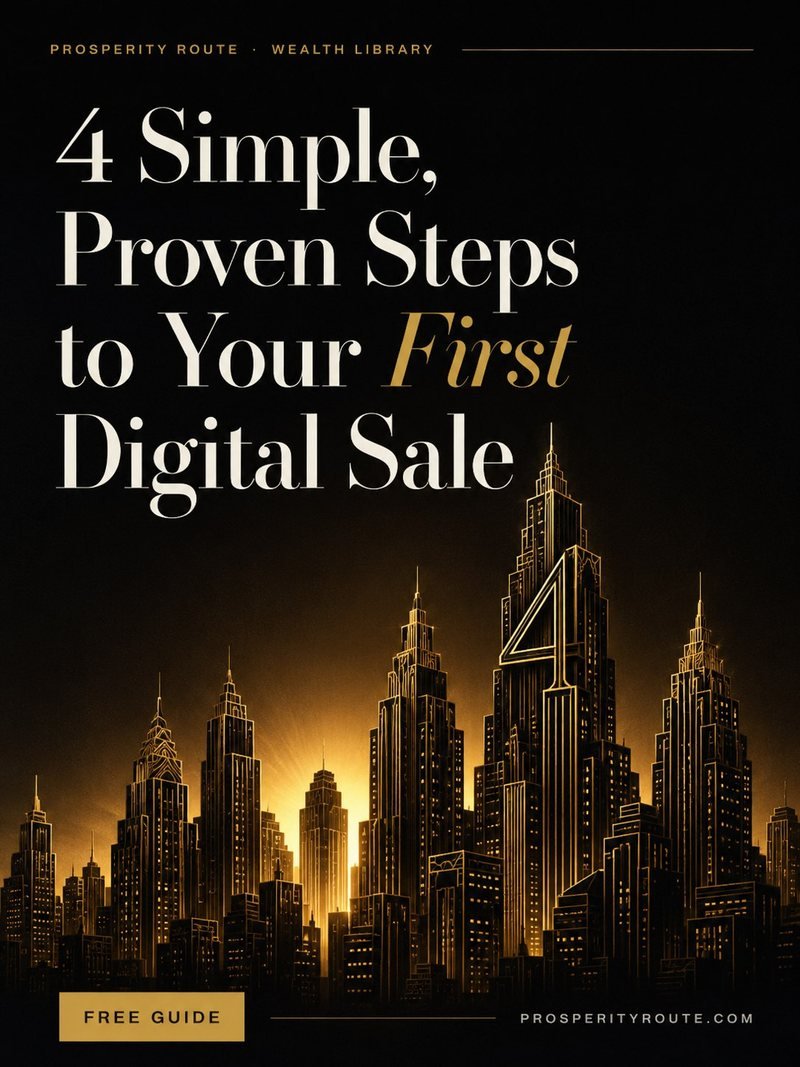 Cover of the free guide: 4 Simple, Proven Steps to Your First Digital Sale